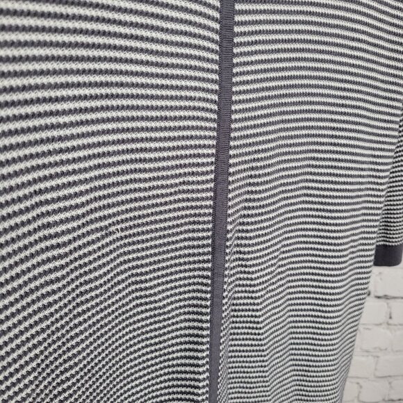 Rag & Bone Grey White Harvey Striped Cotton-Blend Johnny Polo Shirt Large L - Picture 9 of 16